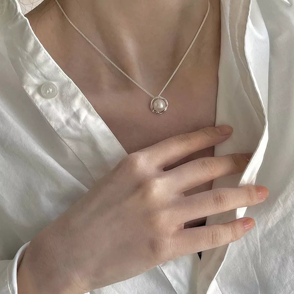 925 Sterling Silver Pearl Pendant Necklace