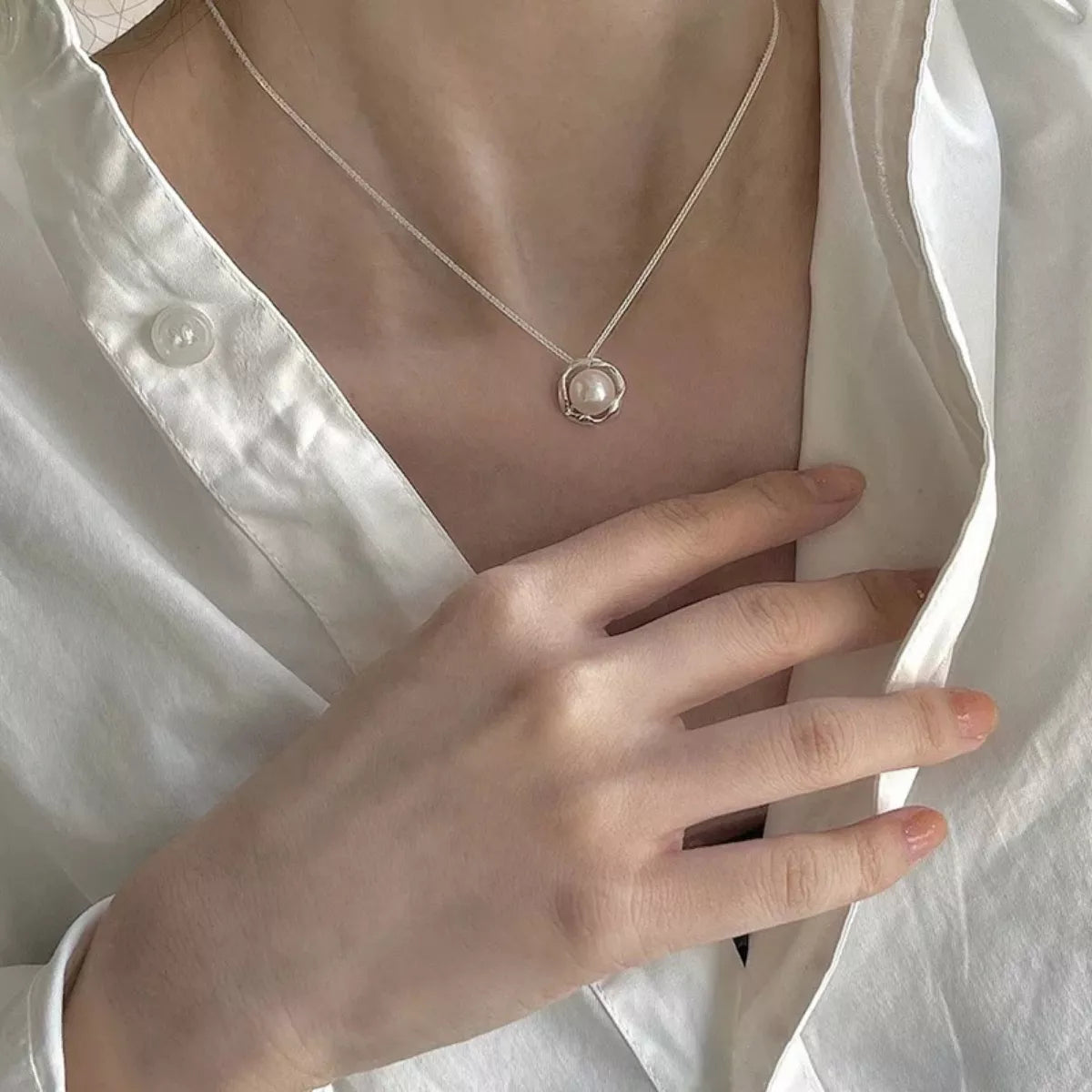 925 Sterling Silver Pearl Pendant Necklace