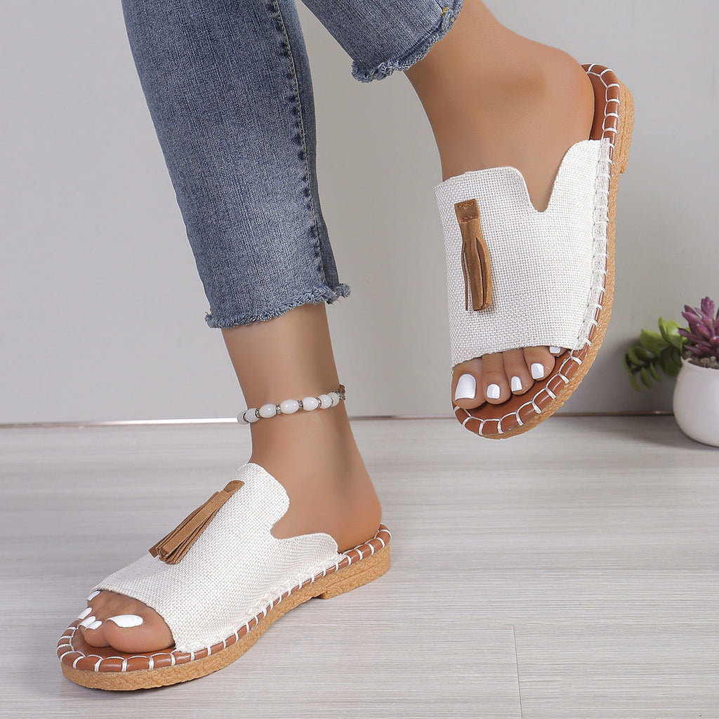 Tassel Detail Open Toe Sandals