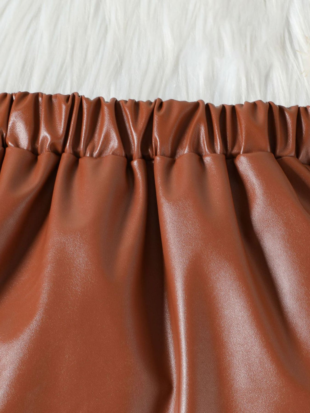 Children's Ruffled Faux Leather Top and Skirt Set