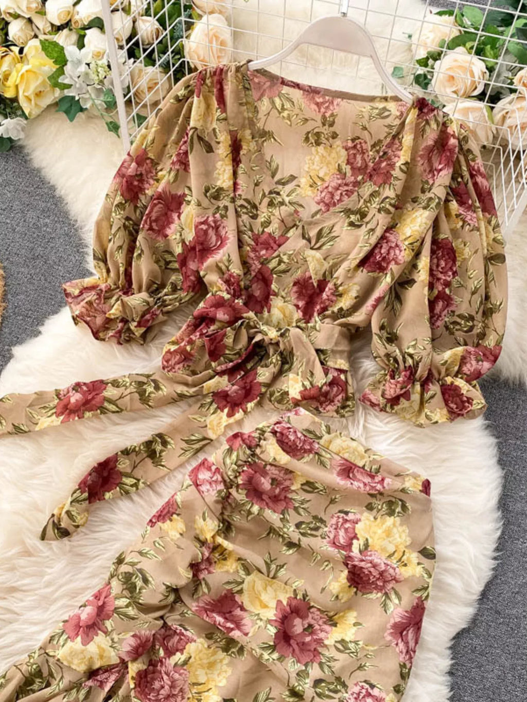 Floral Print Crop Top and Skirt Set