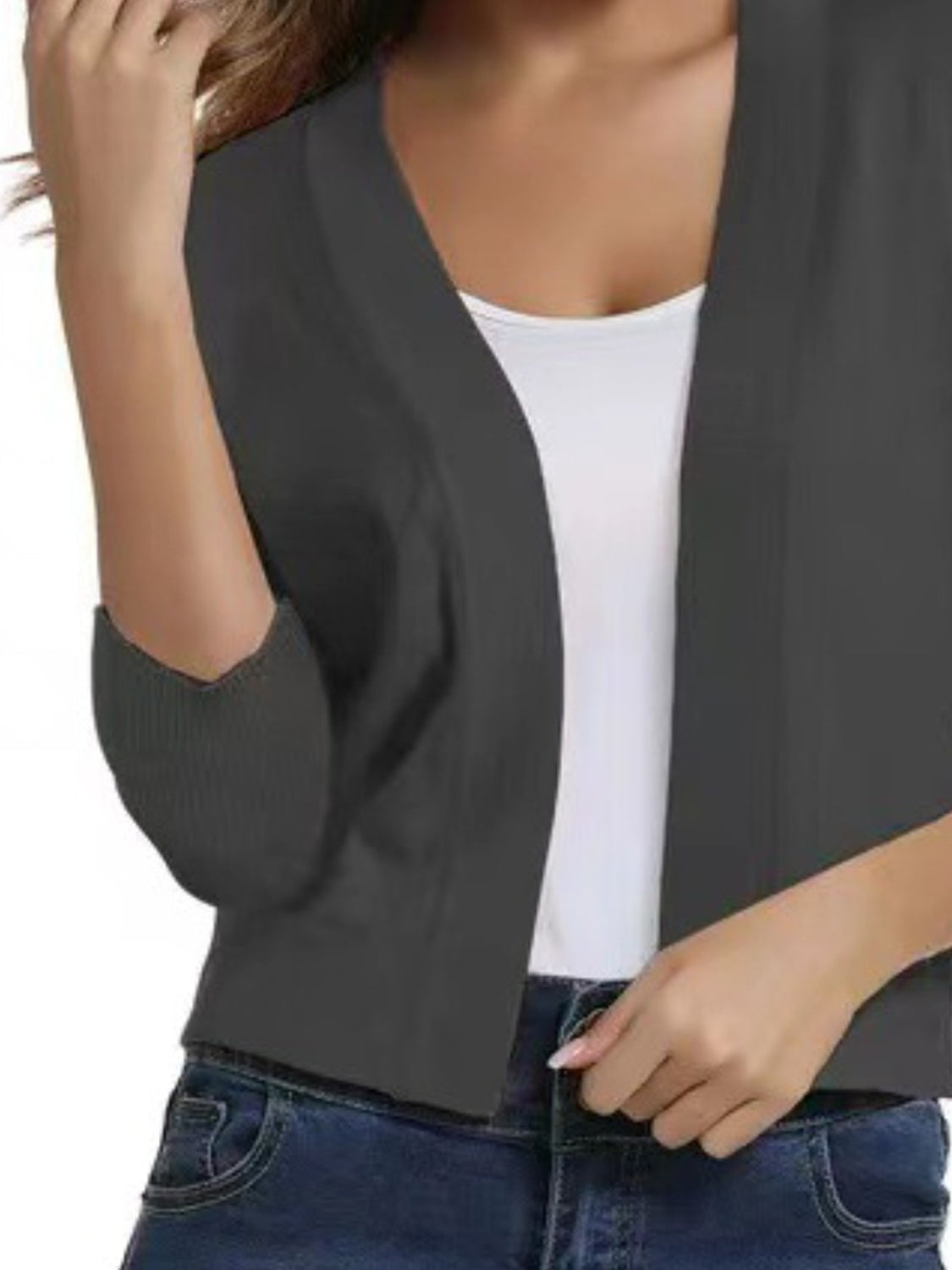 Viscose Blend Open Front Cardigan