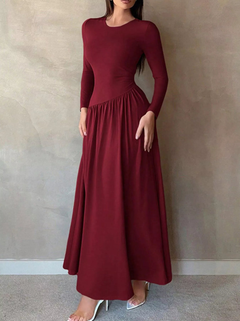 Long Sleeve A-Line Maxi Dress
