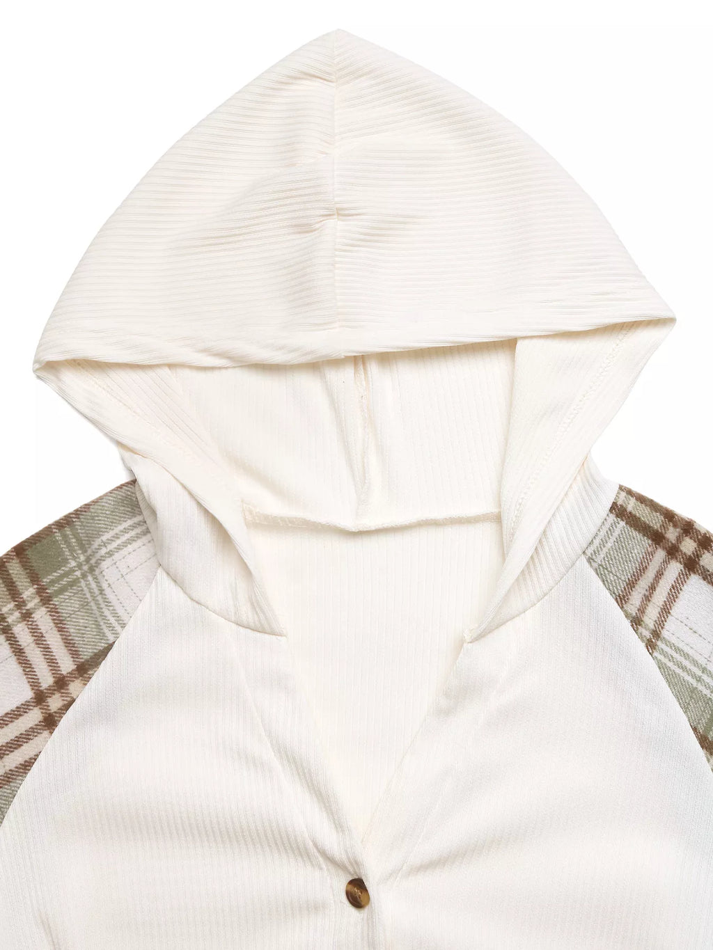 Plaid V-Neck Button Front Sweatshirt