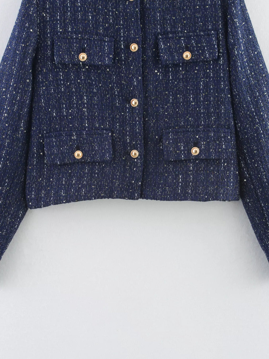Tweed Button Up Cropped Outerwear