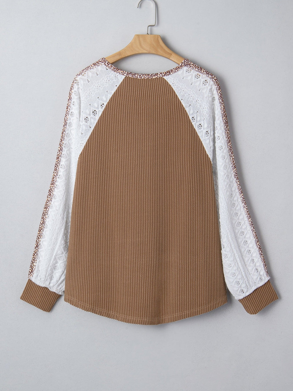 Leopard Trim Raglan Sleeve Top