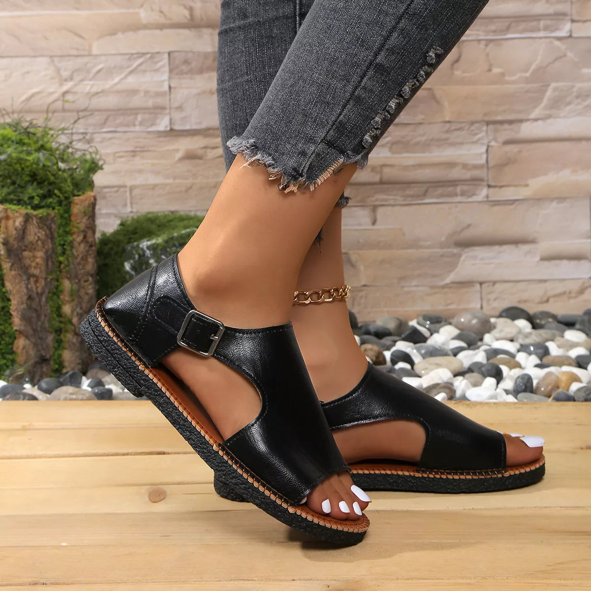 Open Toe Buckle Sandals