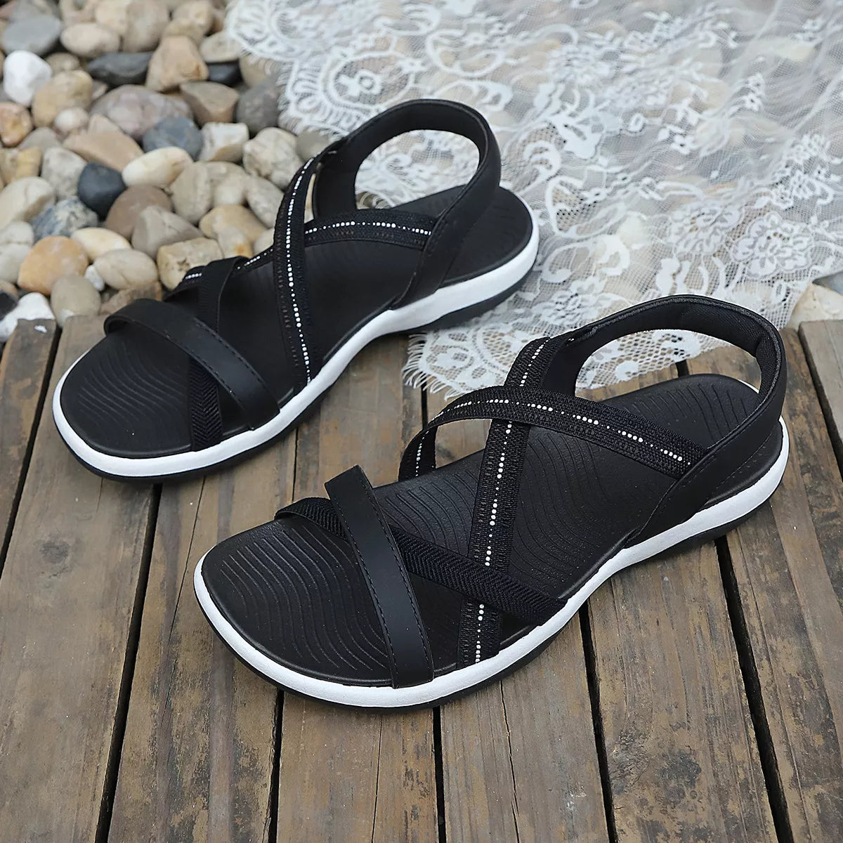 Elastic Strap Comfort Sandals