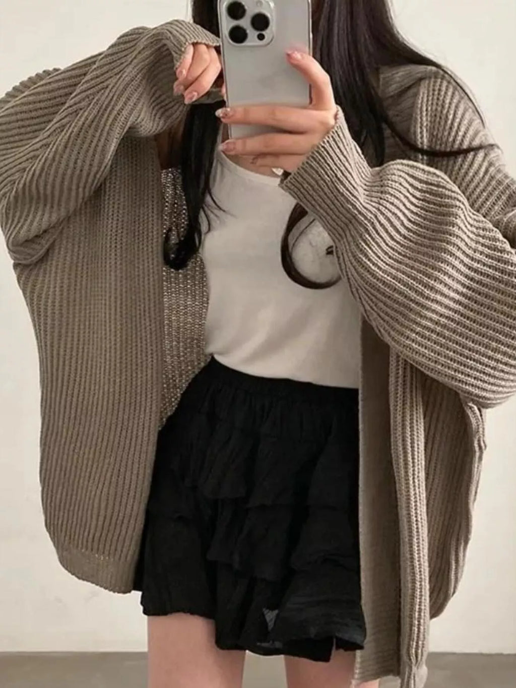 Open Front Oversized Knit Cardigan