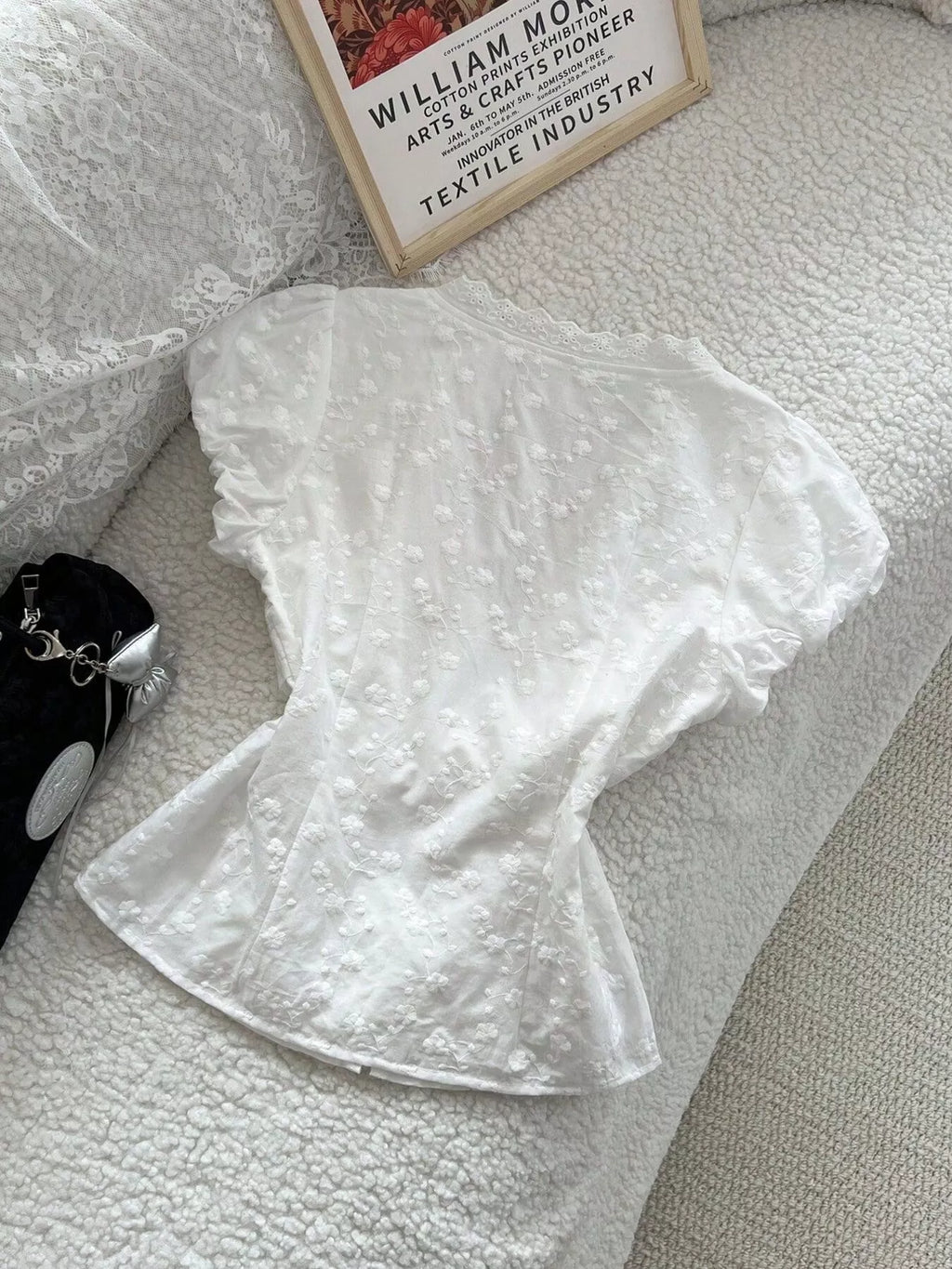 Lace Detail Bow Front Blouse