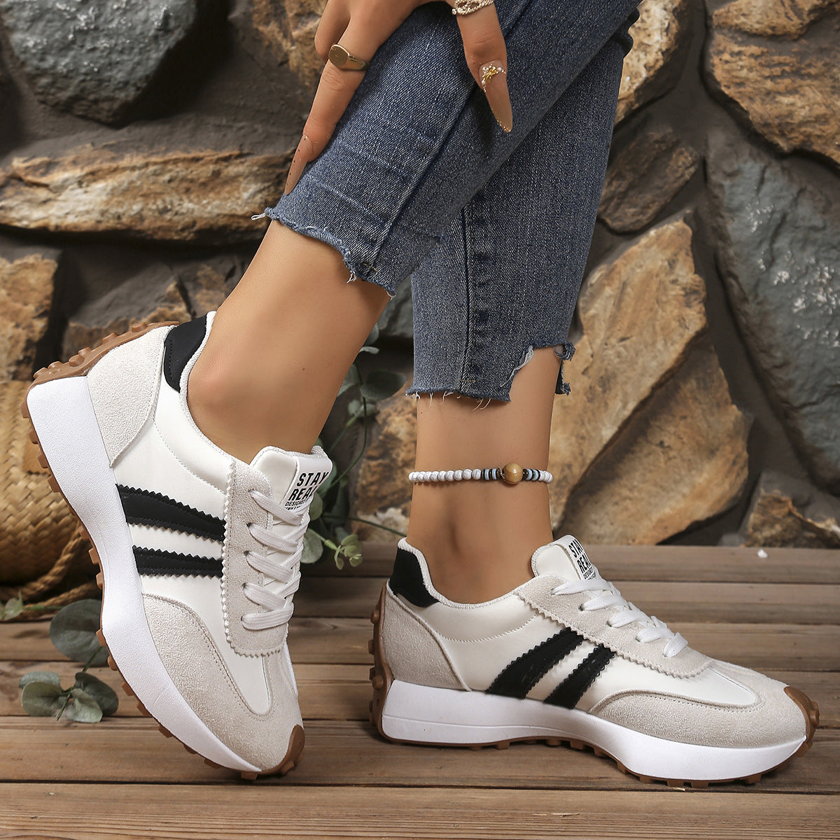 Chunky Thick-Sole Breathable Sneakers for women
