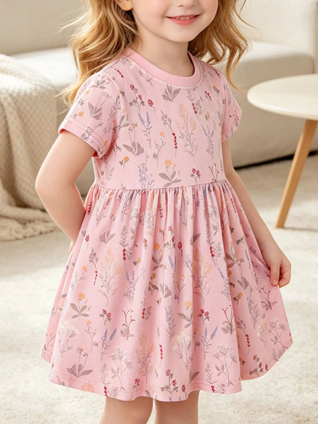 Children's Floral Print A-Line Dress