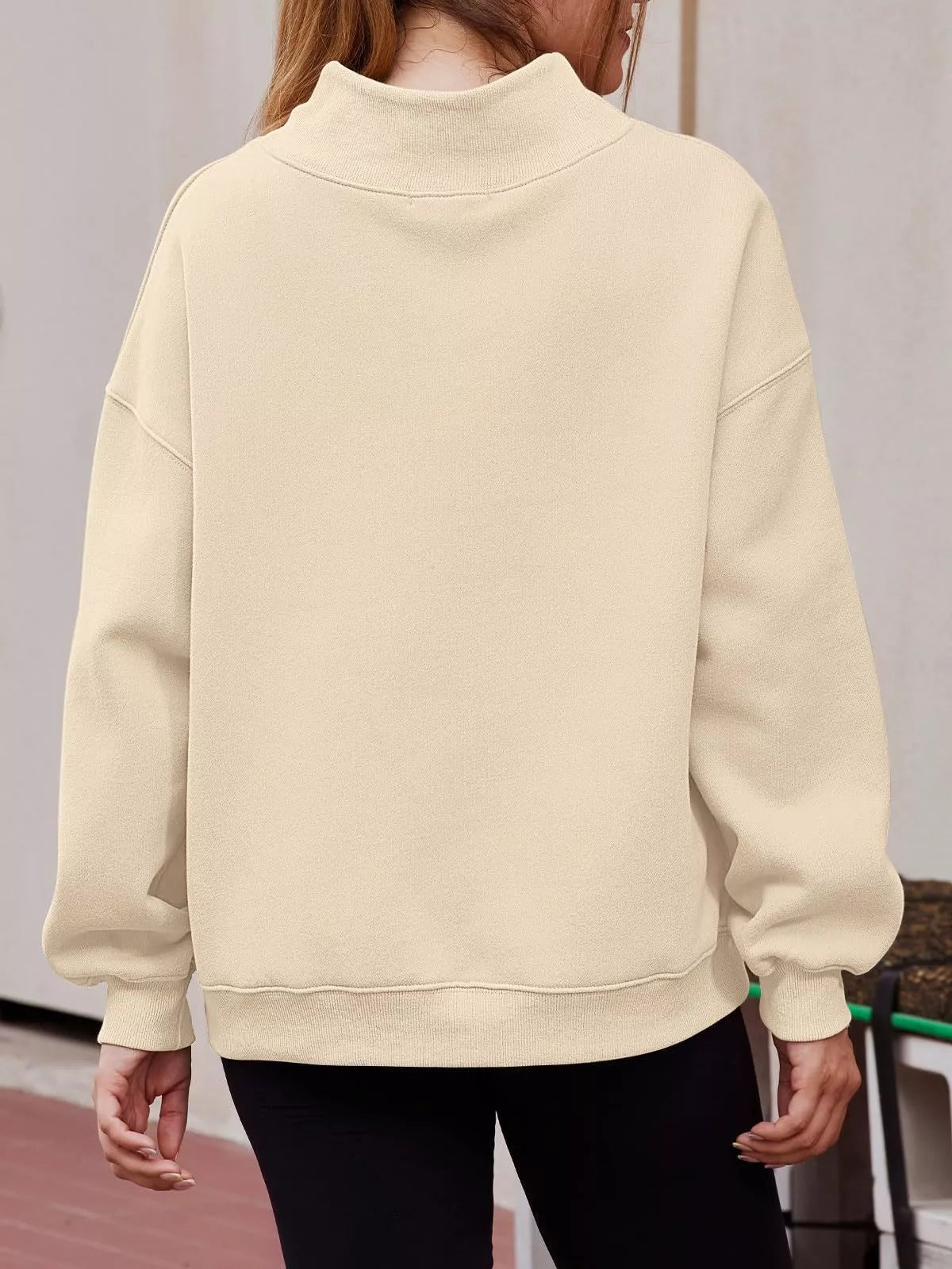 Mock Neck Dropped Shoulder Sweatshirt