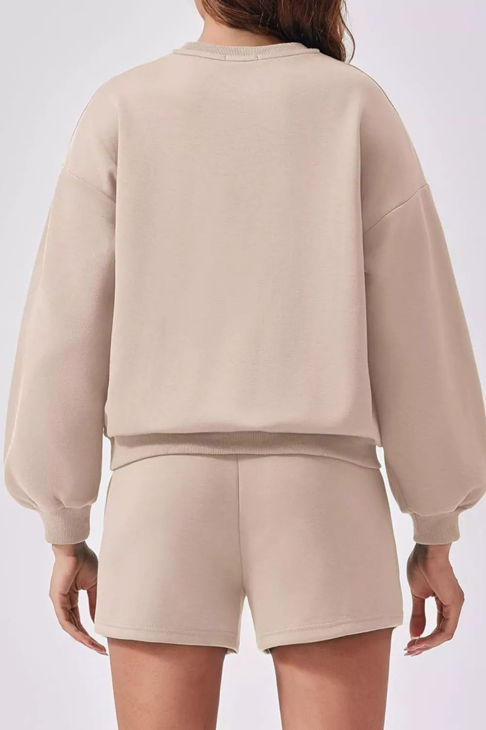 Round Neck Sweatshirt and Shorts Set