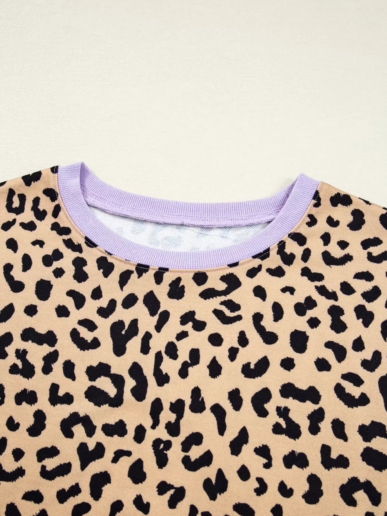 Stripe Color Block Patchwork Leopard Casual Sweatshirt with Slits