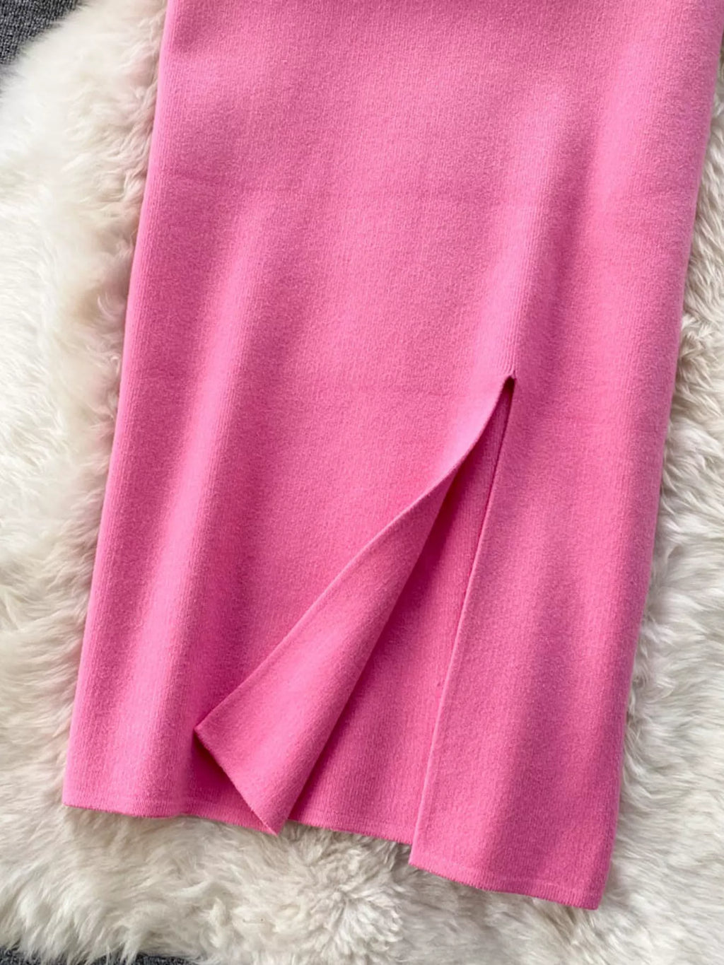 Slit Knit Midi Skirt
