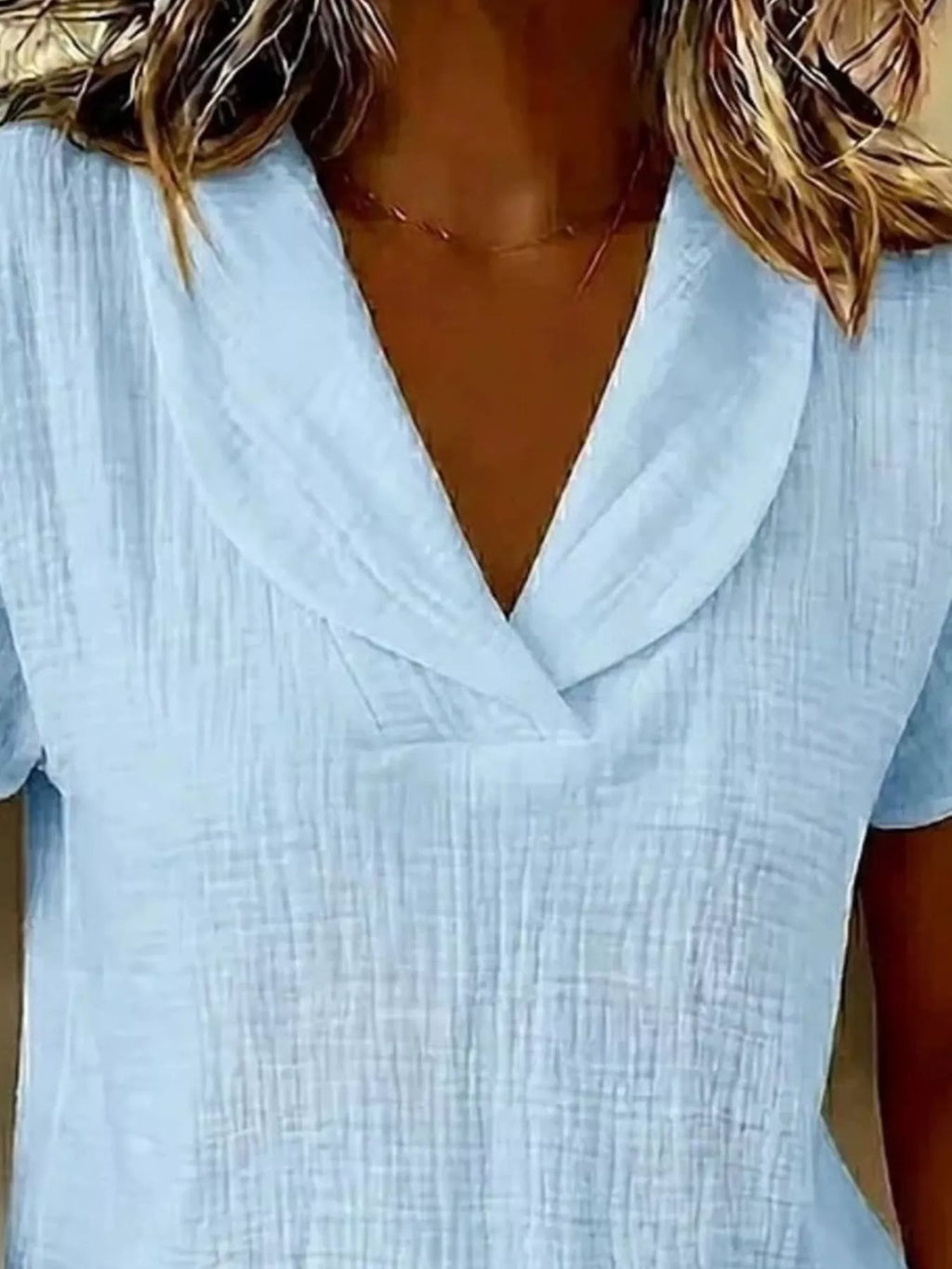 Full Size Textured Short Sleeve Blouse Plus Size