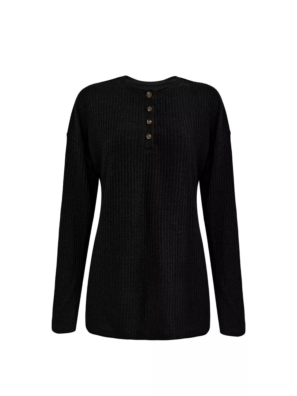 Button-Detail Dropped Shoulder Top