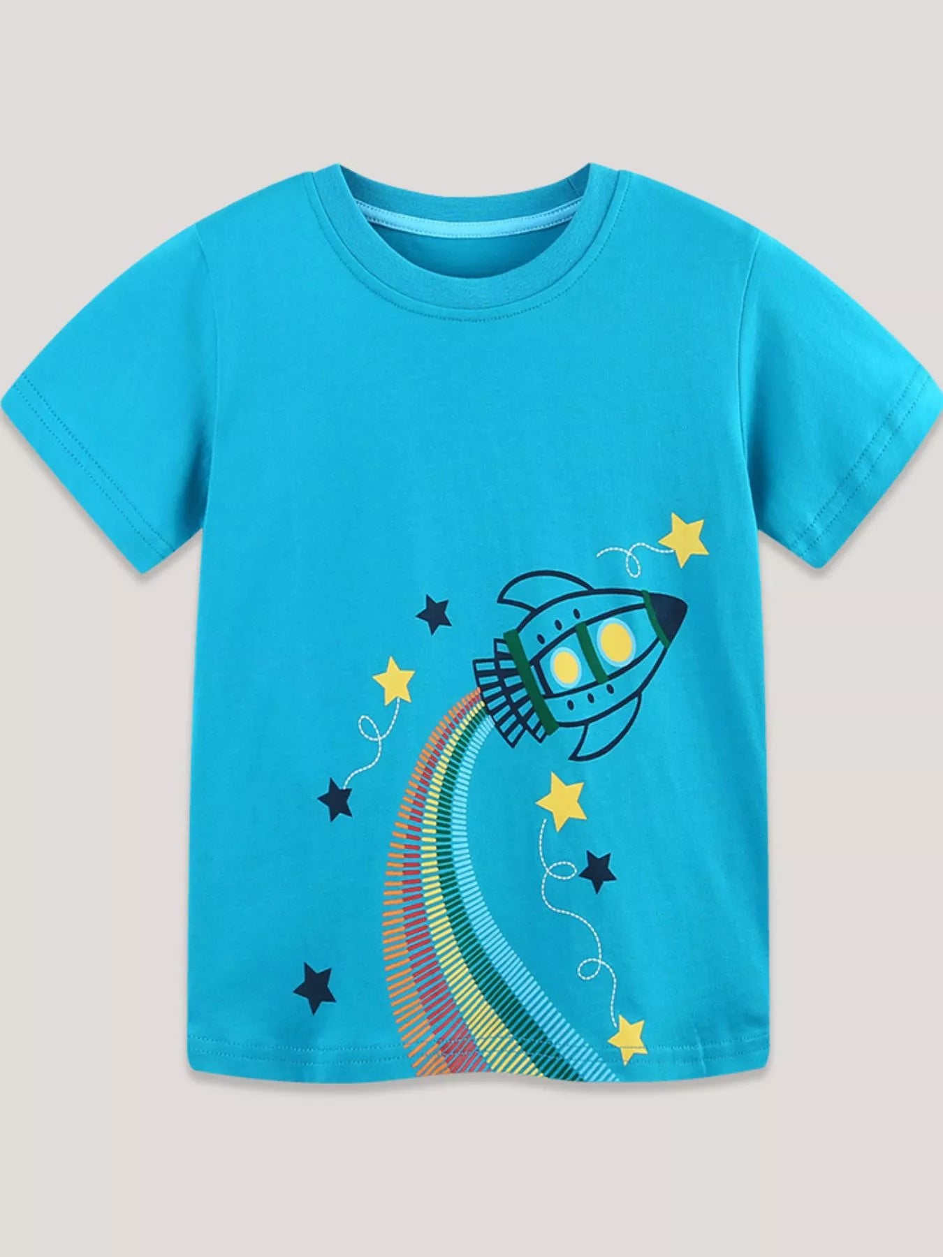 Kids' Rocket Graphic Round Neck T-Shirt