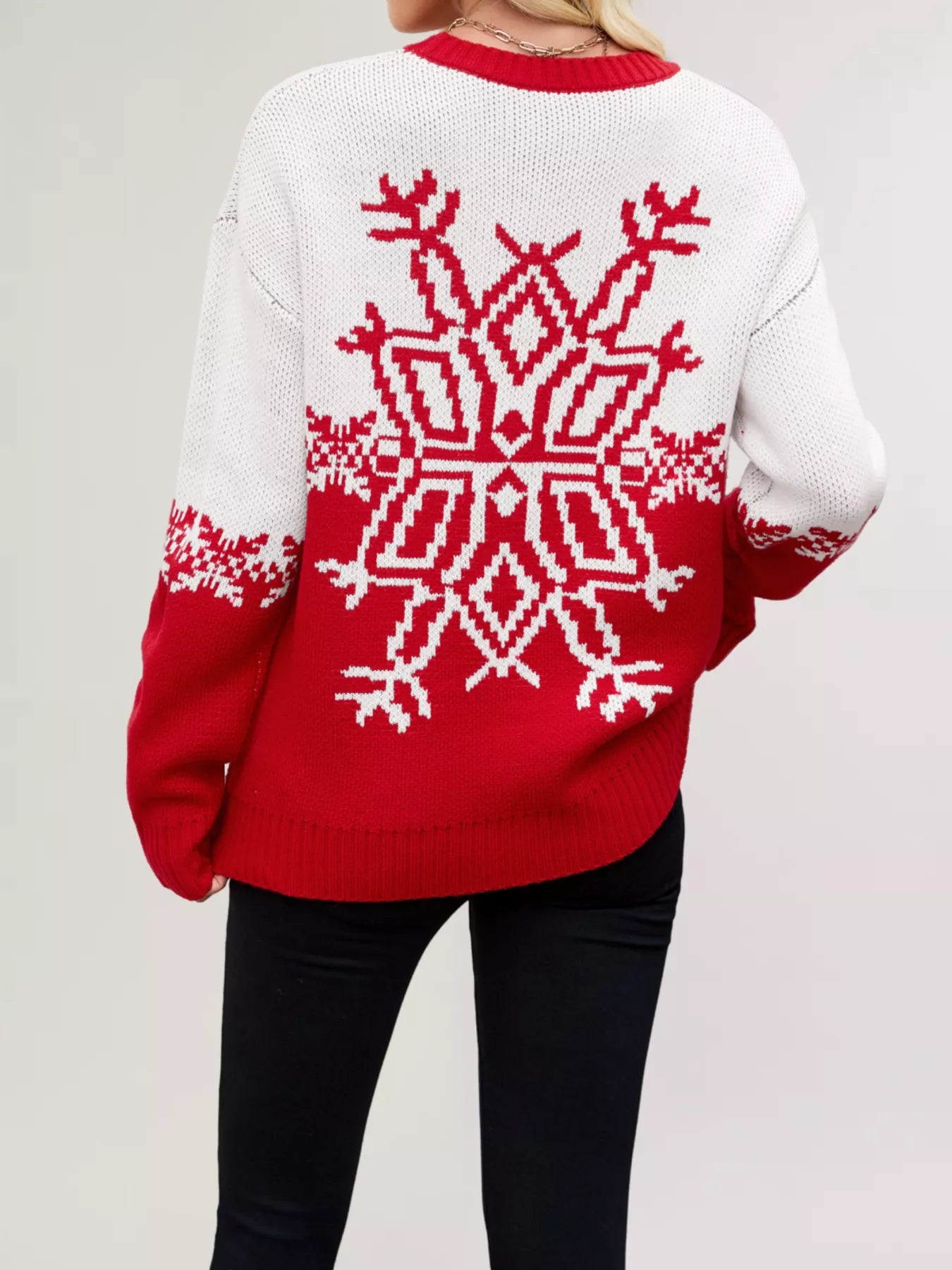 Christmas Snowflake Round Neck Sweater