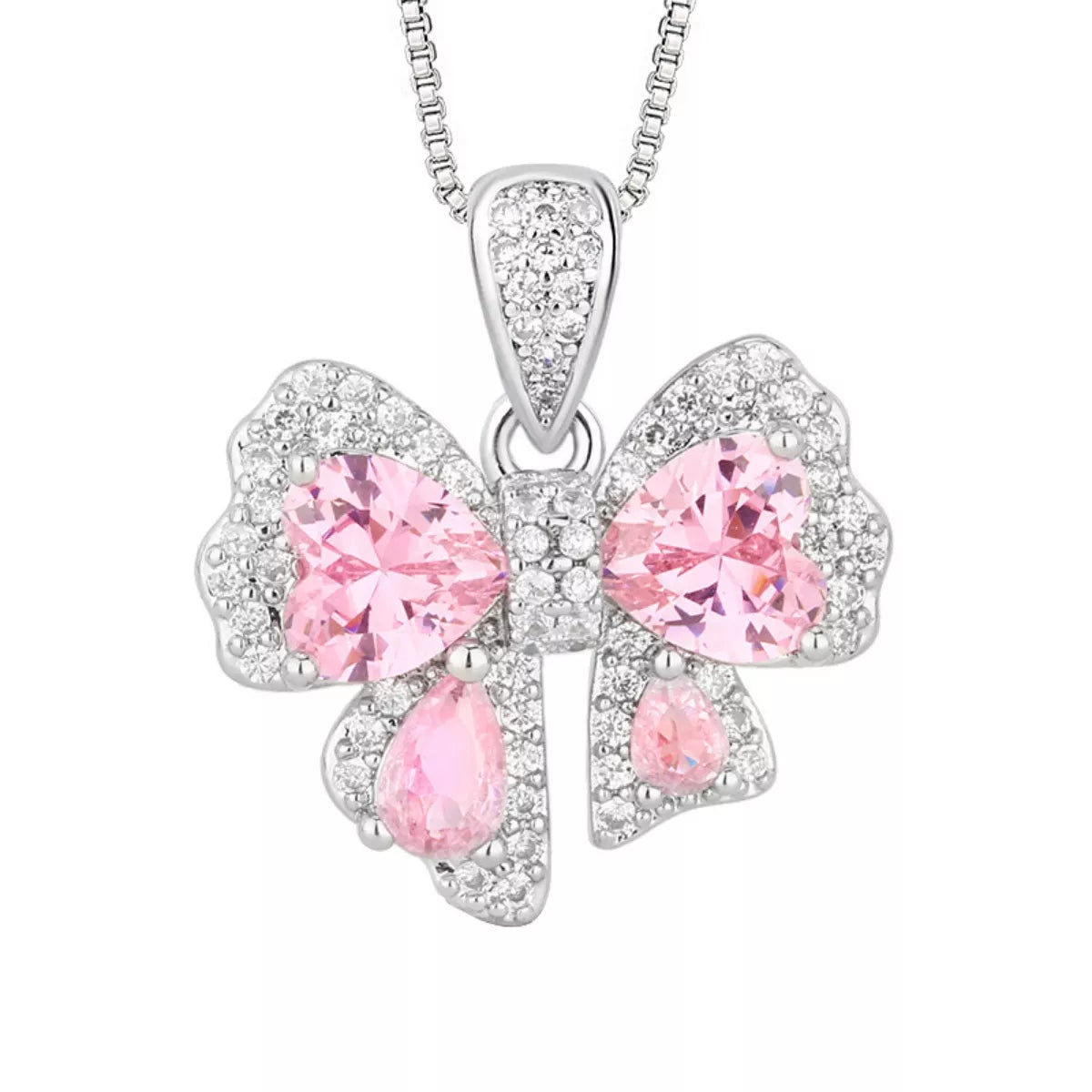 Zircon Bow Pendant Necklace