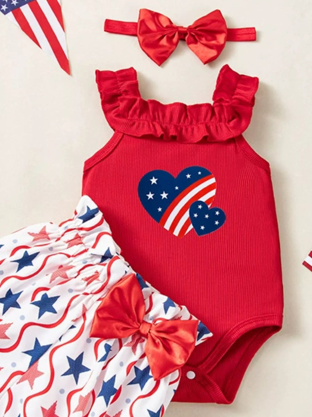 Children's Patriotic Star Print Outfit Set
