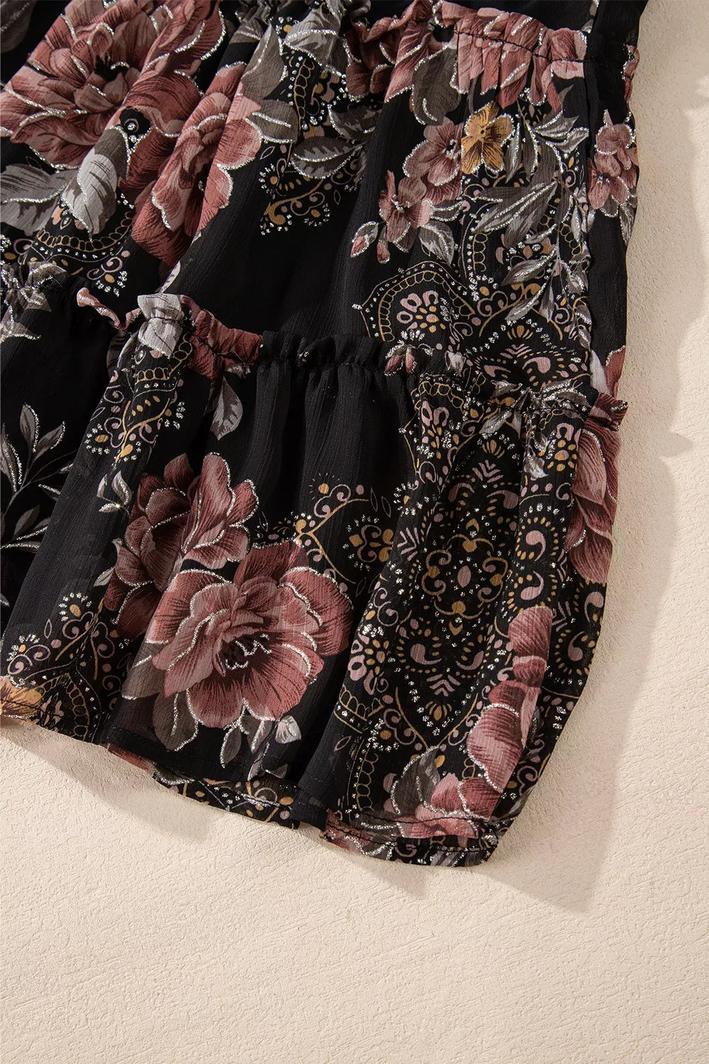 Floral Print Tie Neck Mini Dress