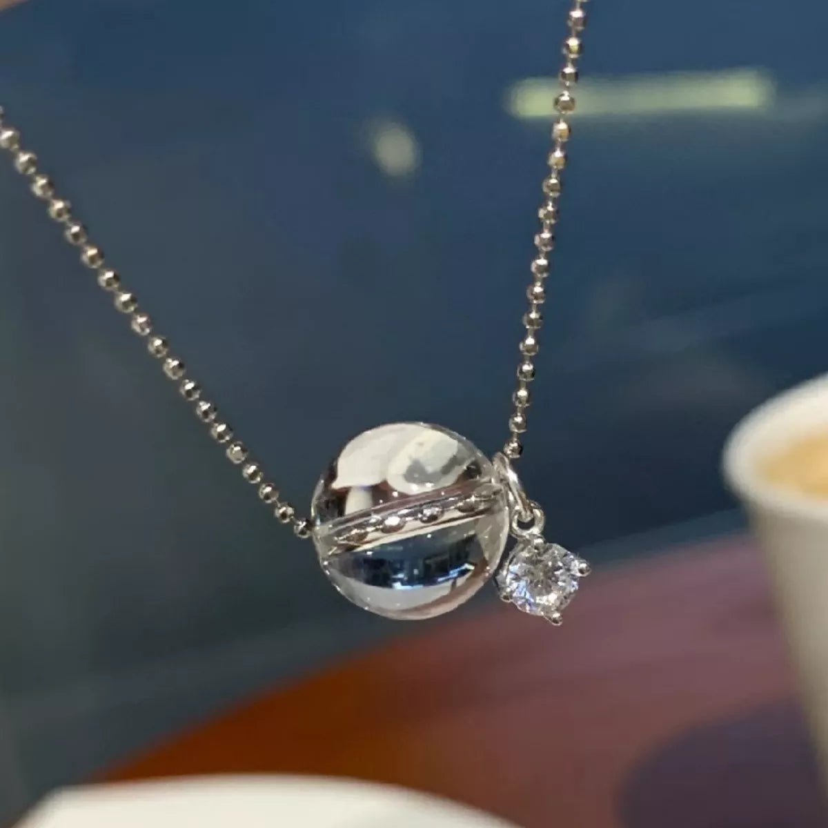 925 Sterling Silver Crystal Pendant Necklace