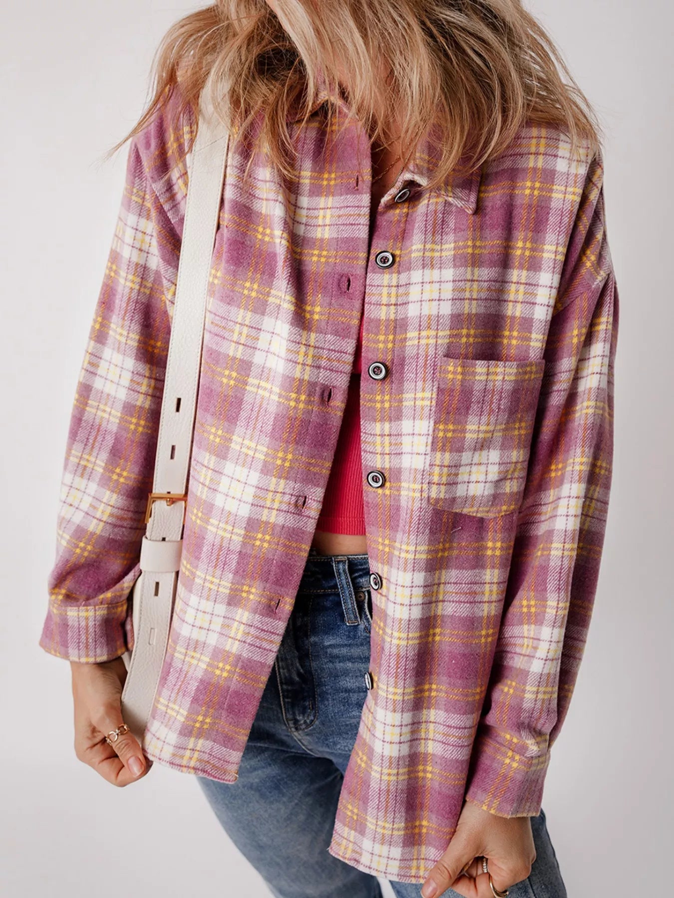 Casual Plaid Button-Down Shacket