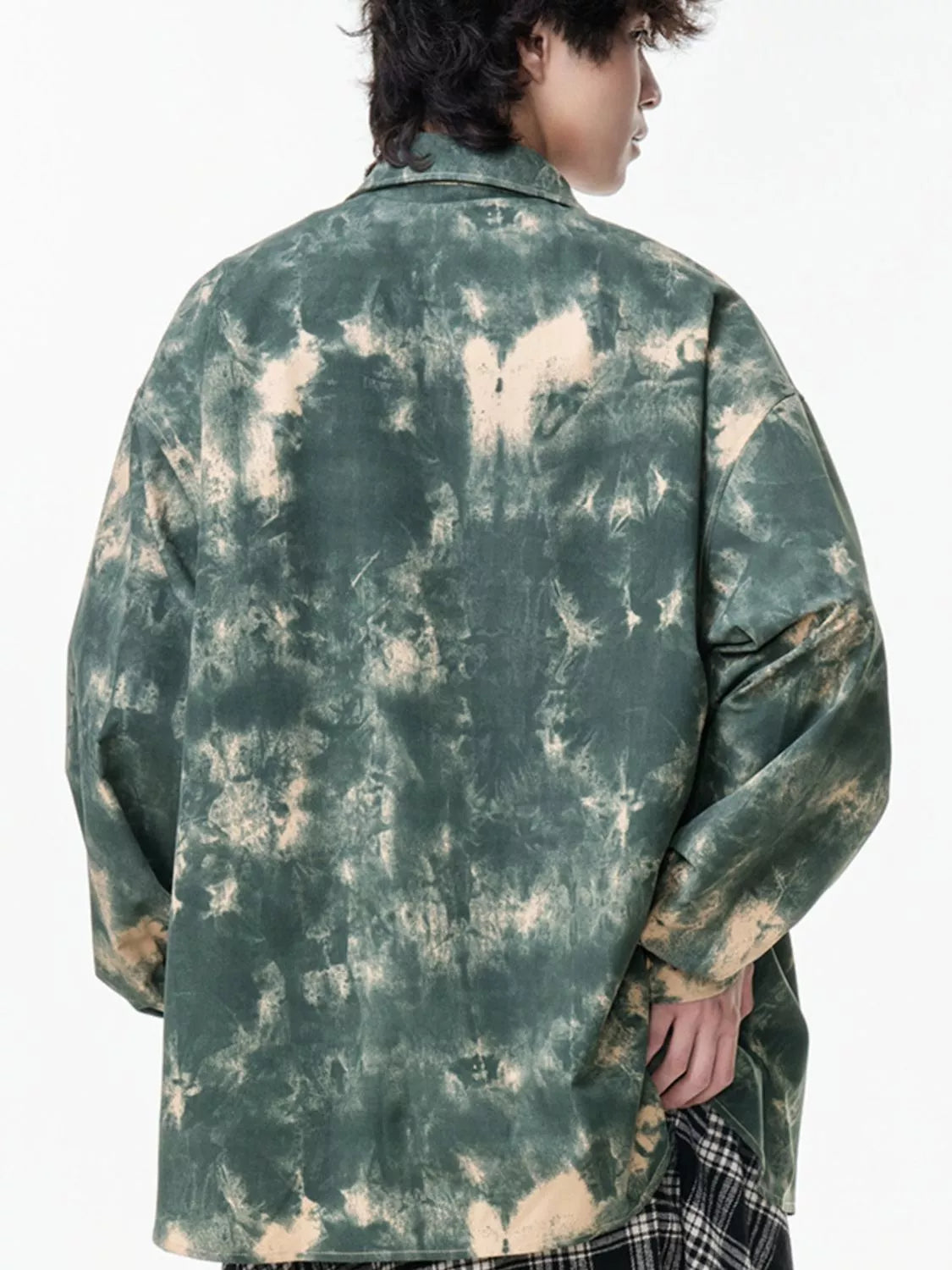Men's Plus Size Tie-Dye Button-Up Shirt