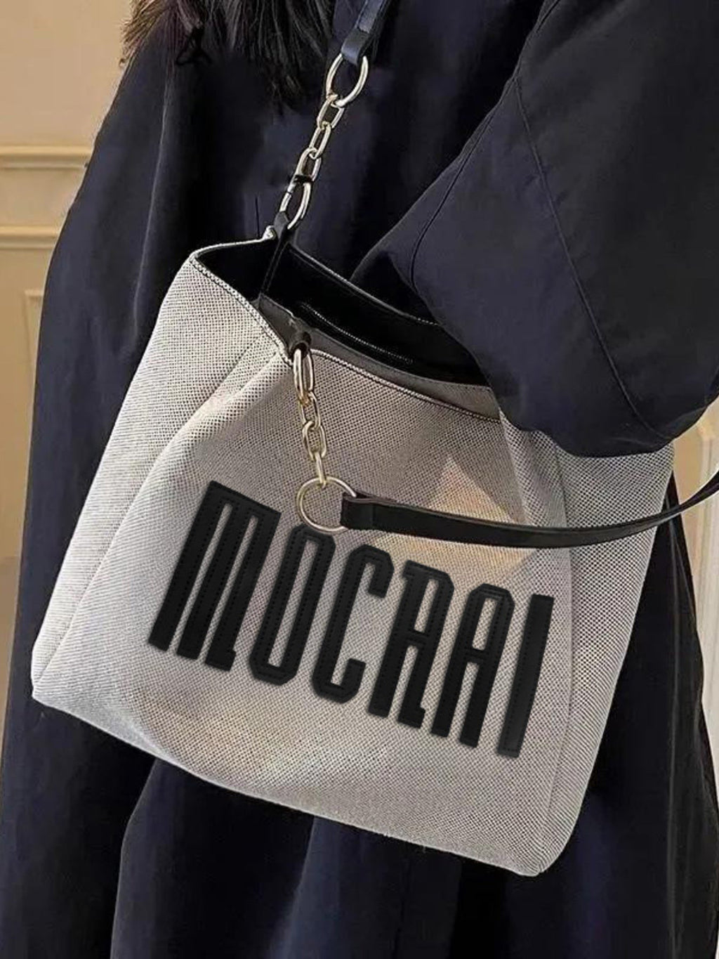 Letter Canvas Shoulder Bag