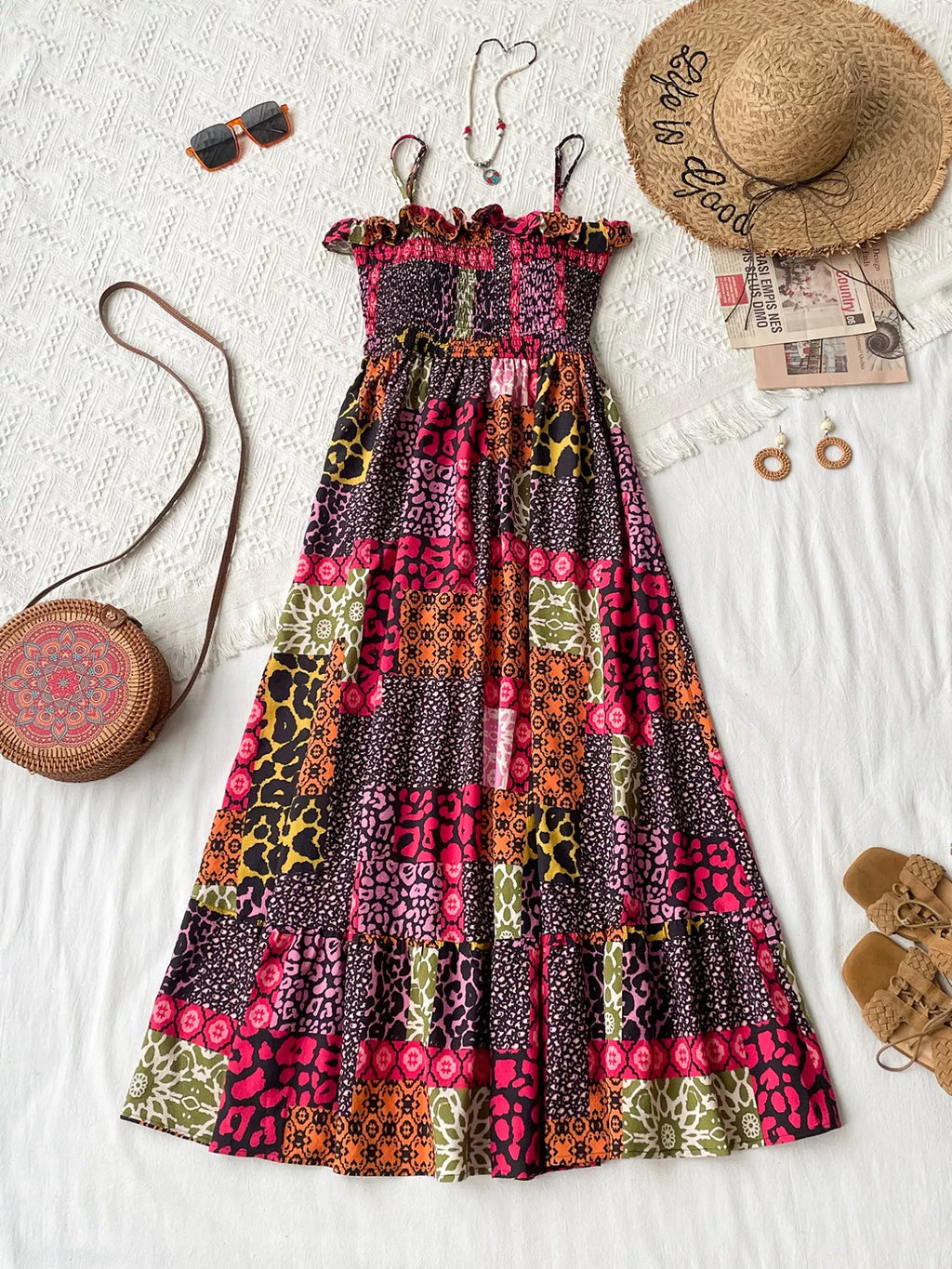 Smocked Leopard Cami Dress