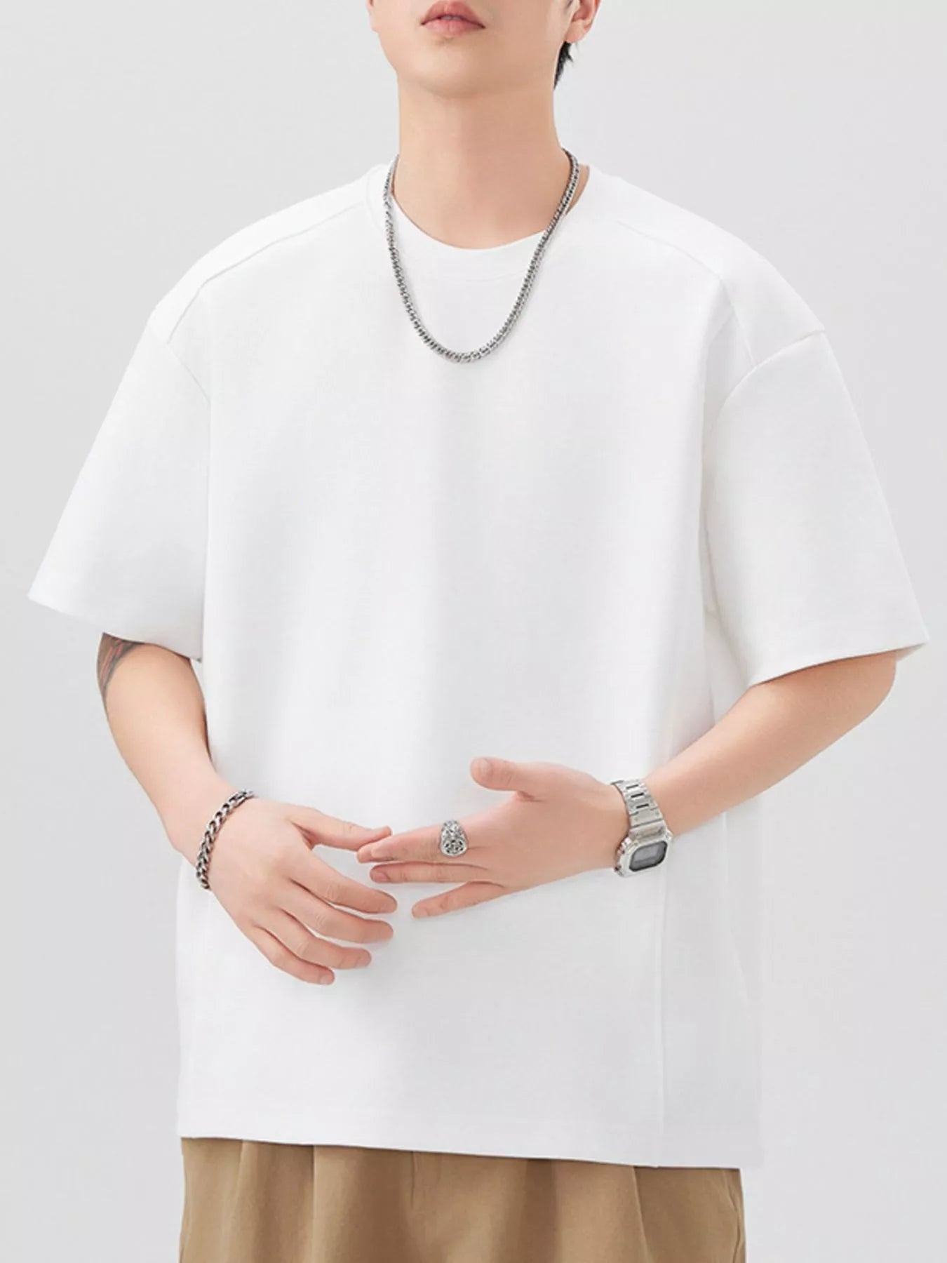Men's Plus Size Solid Color Casual T-Shirt