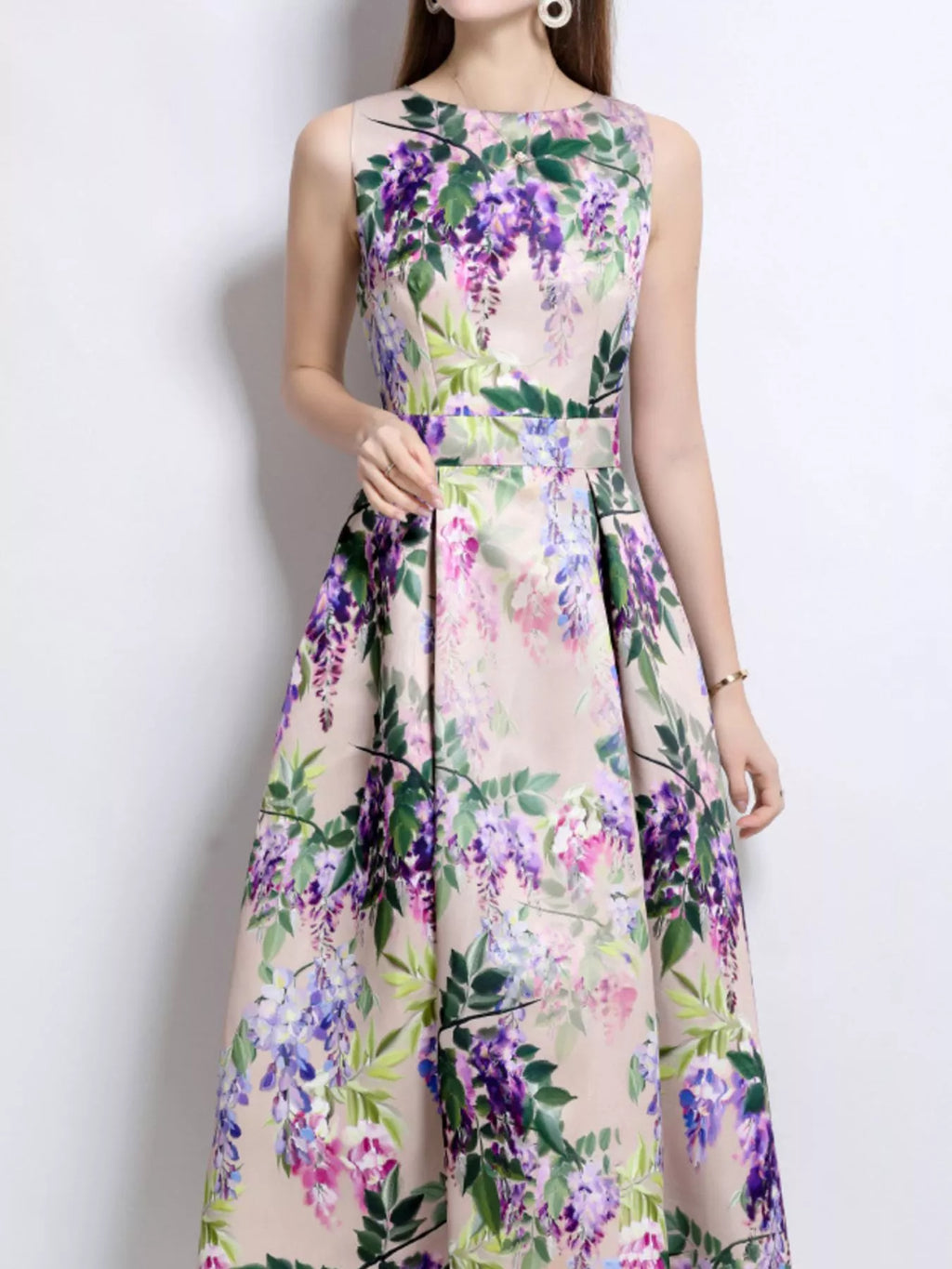 Floral Print Sleeveless Midi Dress