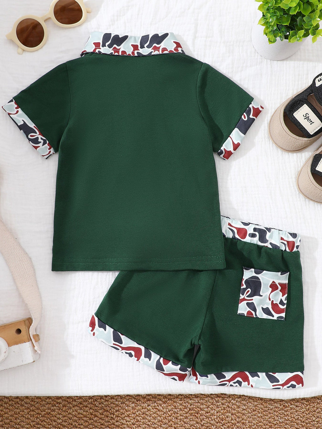 Children's Button Detail Polo Shirt & Shorts Set