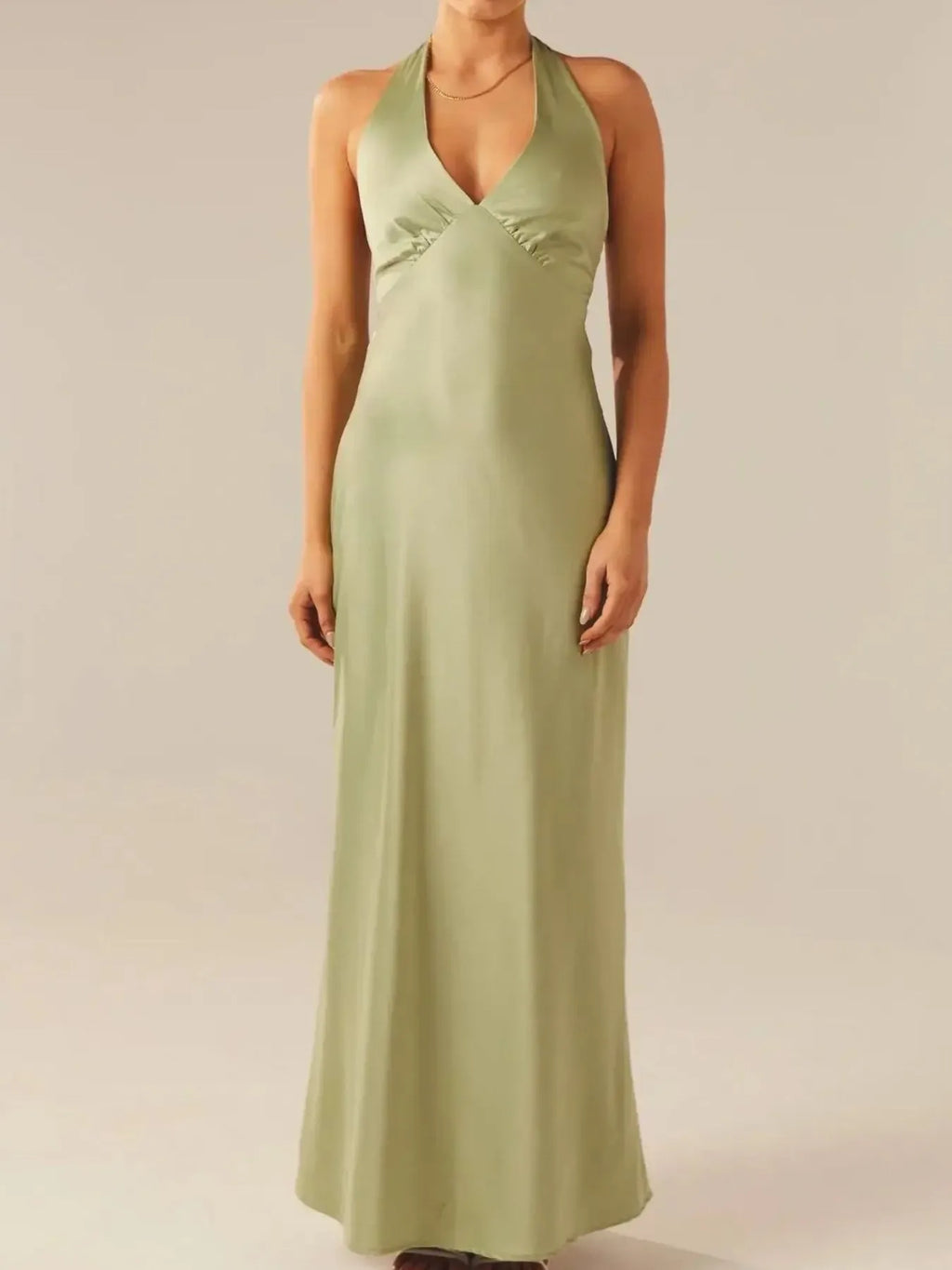 Halter Neck Wrap Maxi Dress with Tie Detail