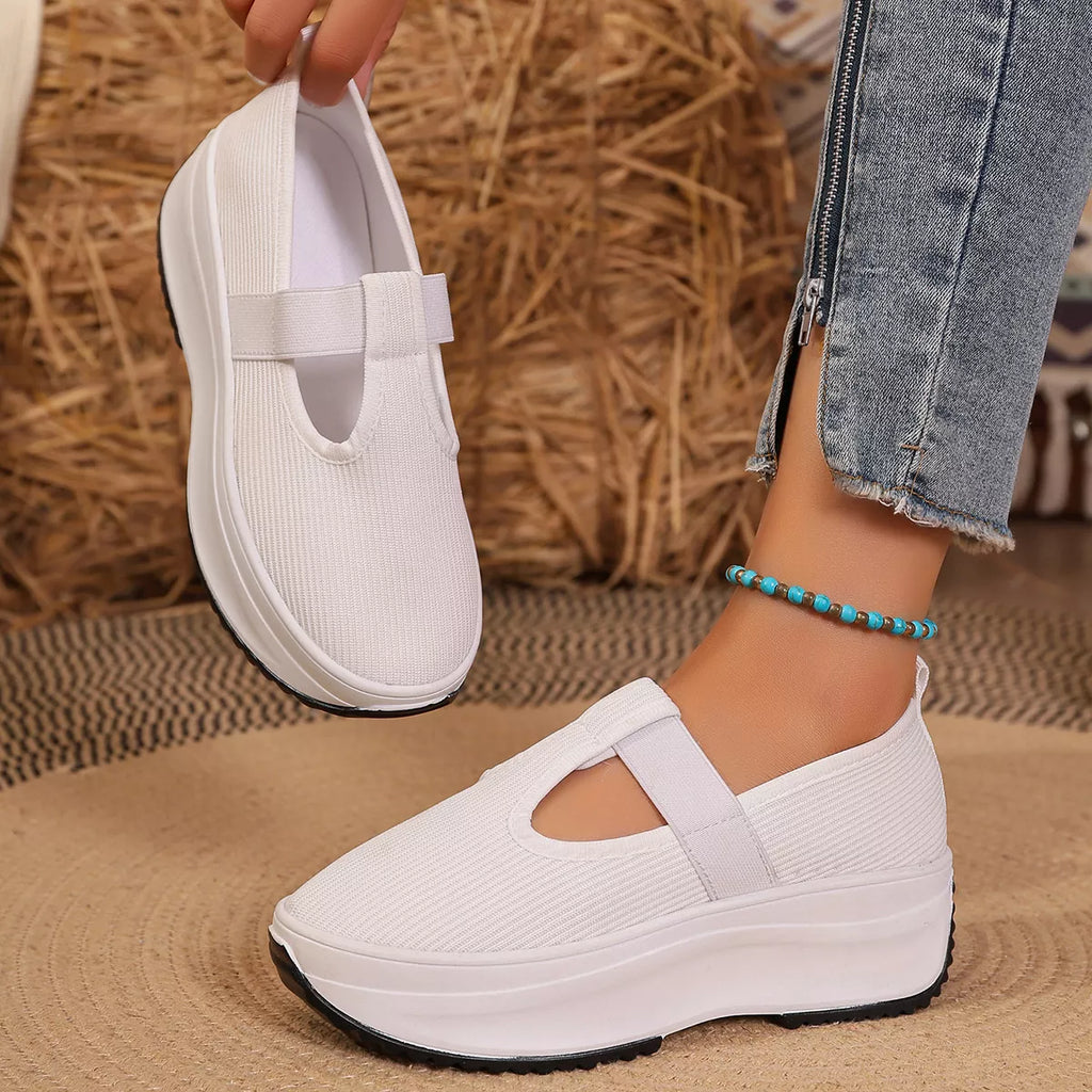 Round Toe Platform Slip-Ons