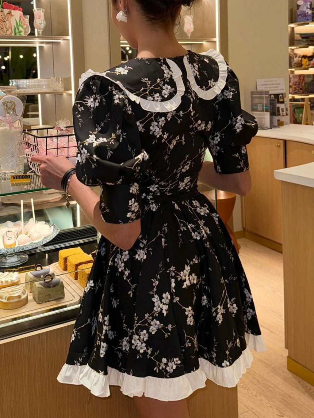 Floral Print Puff Sleeve Mini Dress