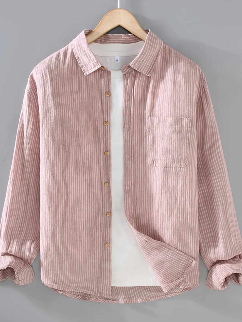 Men's Plus Size Striped Button Up Long Sleeve Shirt