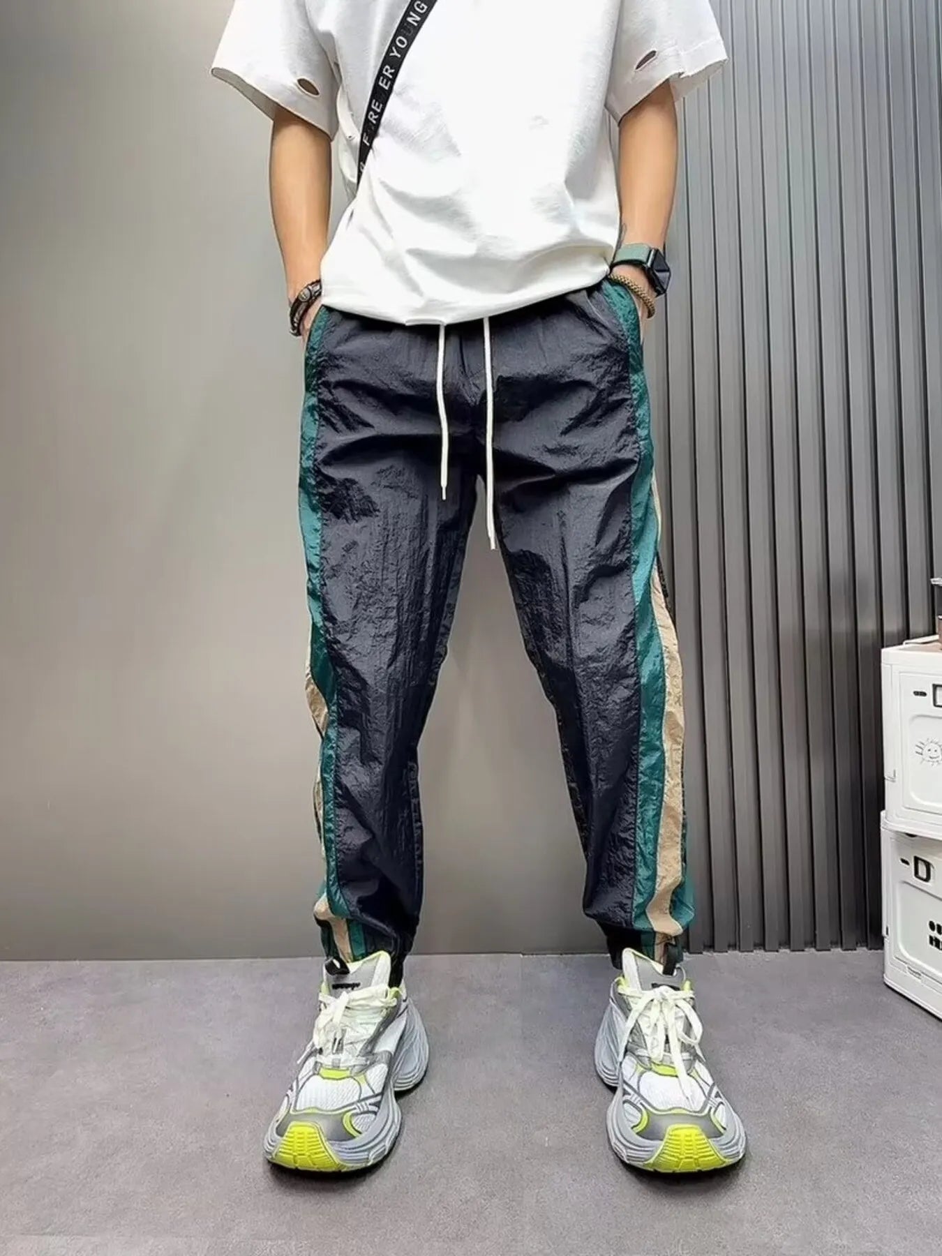 Men's Plus Size Contrast Drawstring Pants