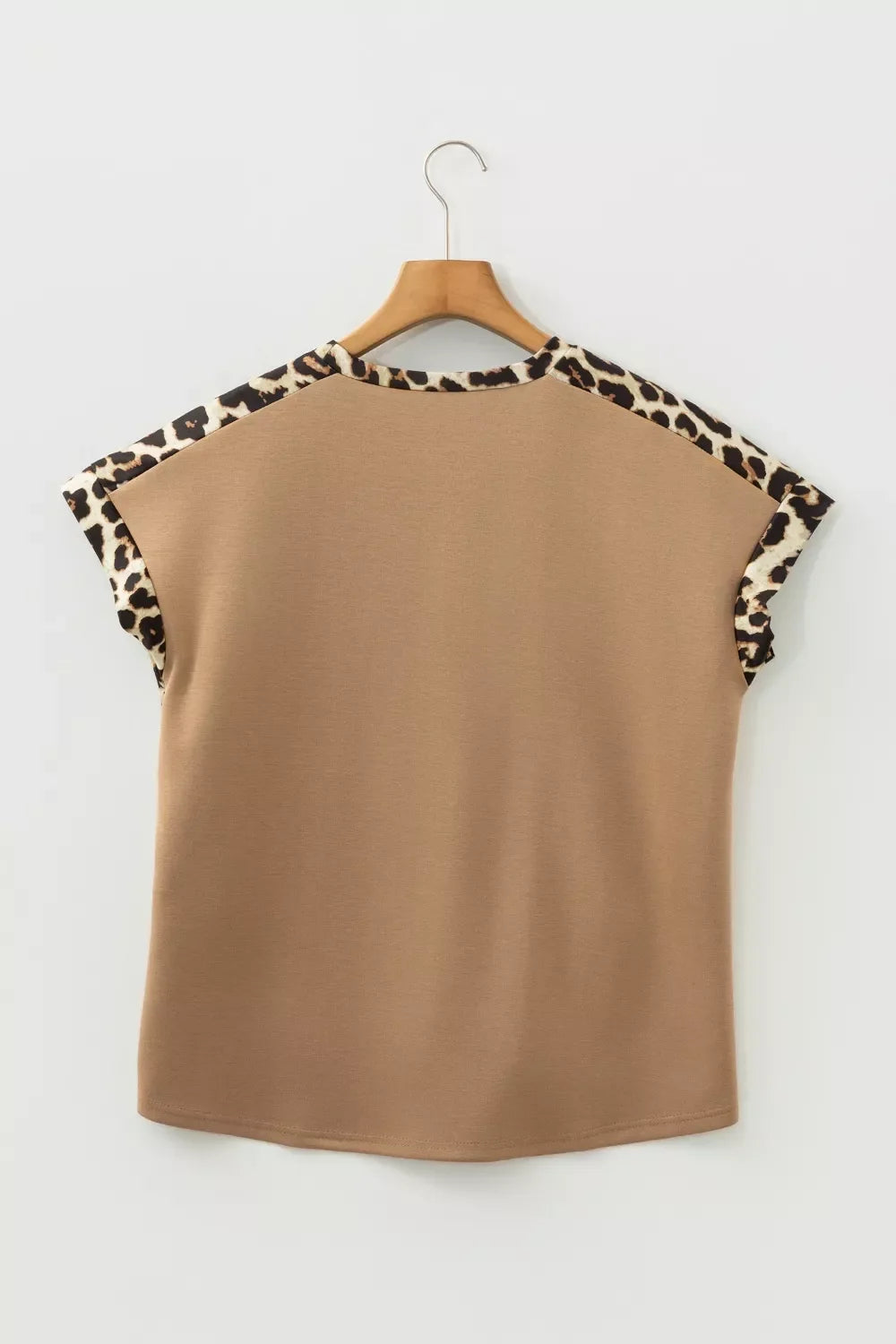Light French Leopard Trim Round Neck Loose T Shirt