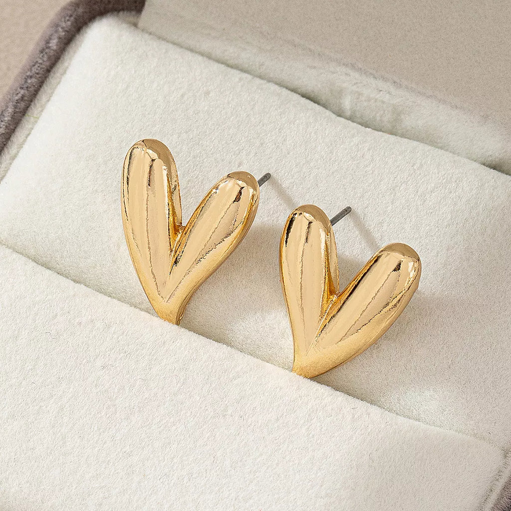 4 Pair Heart Stud Earrings
