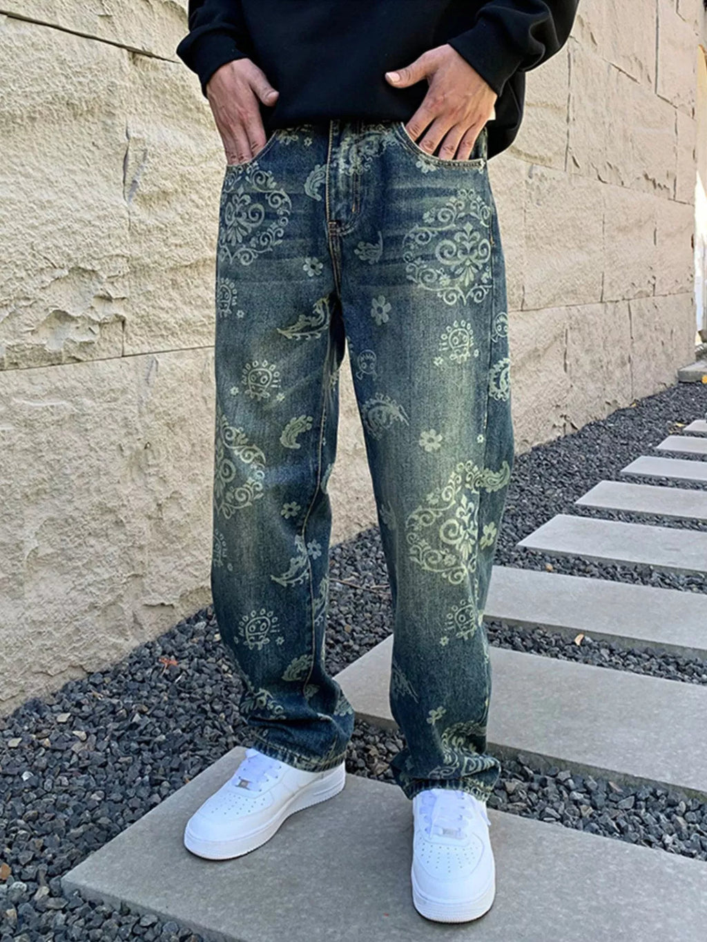 Men's Vintage Washed Loose Fit Jeans