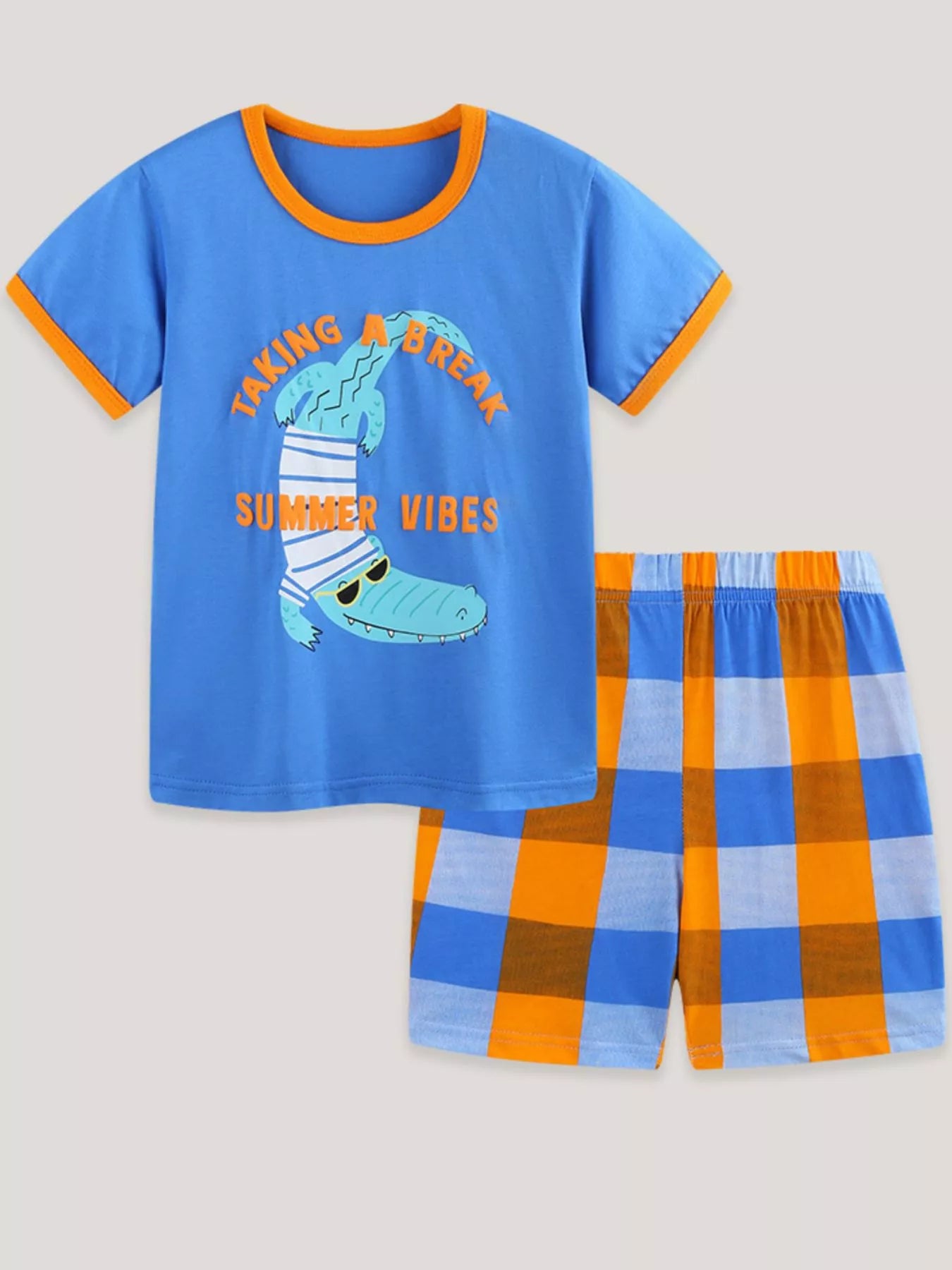 Children's Summer Vibes Crocodile Print Tee and Shorts Set