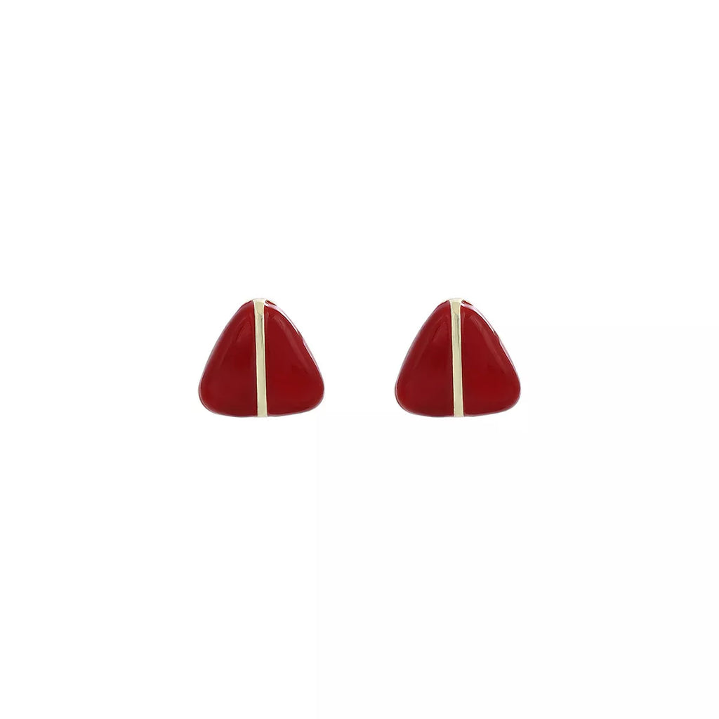 Geometric Triangle Stud Earrings with Gold Accent