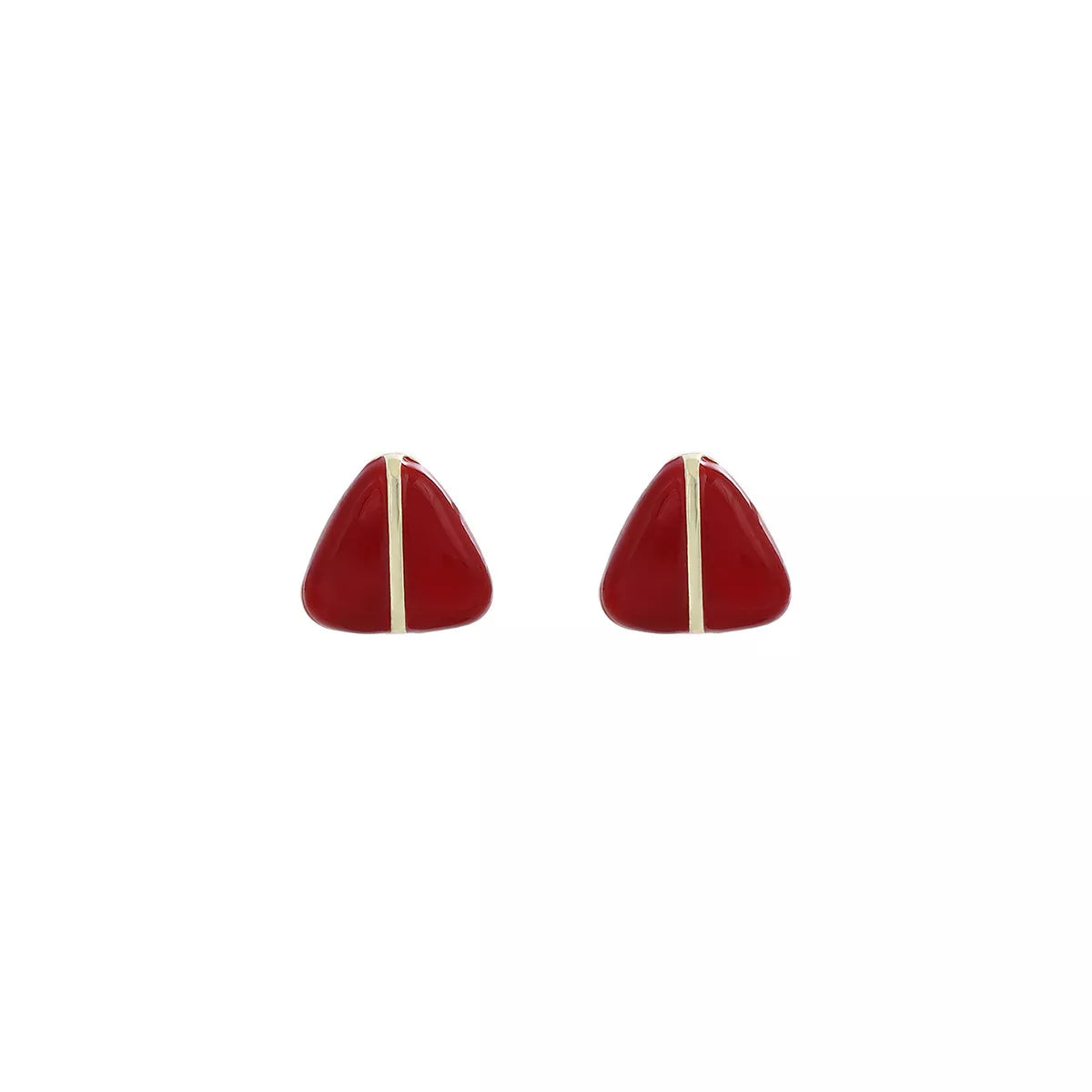 Geometric Triangle Stud Earrings with Gold Accent