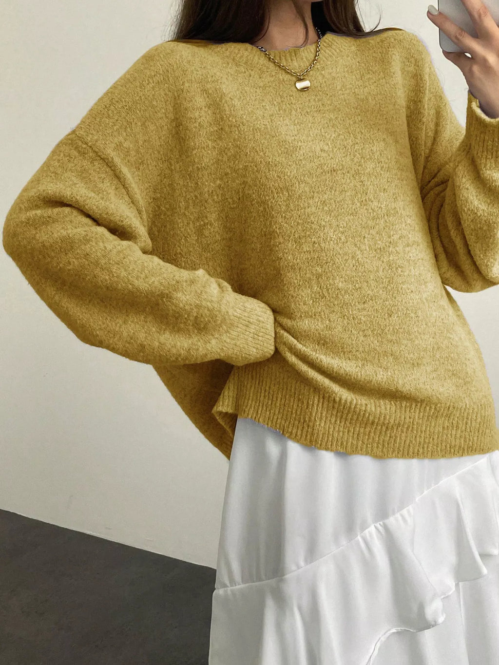 Full Size Cozy Knit Round Neck Oversized Sweater Plus Size
