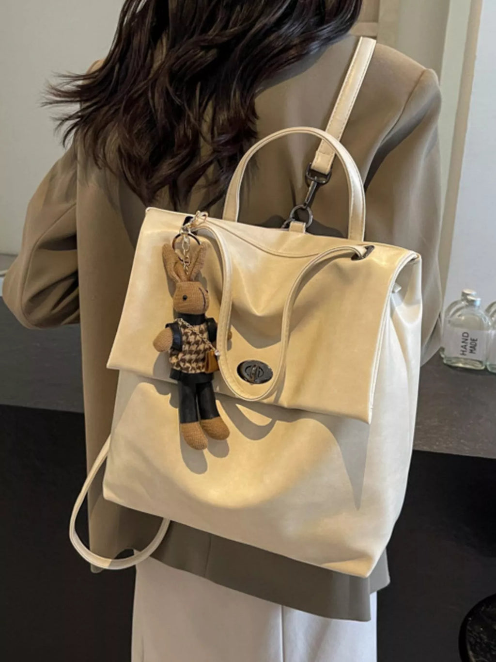 Leather Flap Backpack Bag