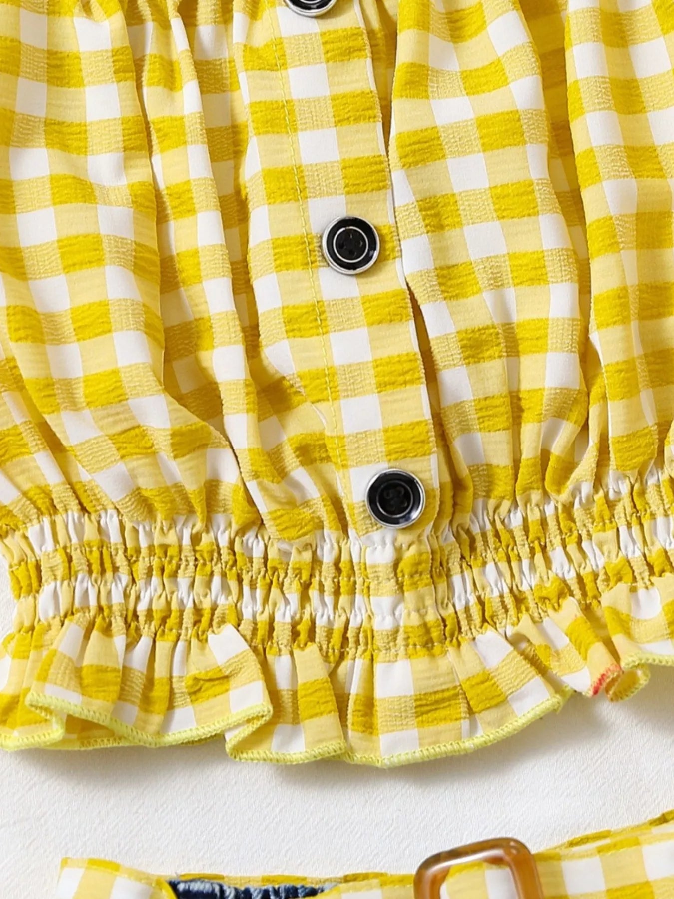 Children's Gingham Top & Denim Shorts Set