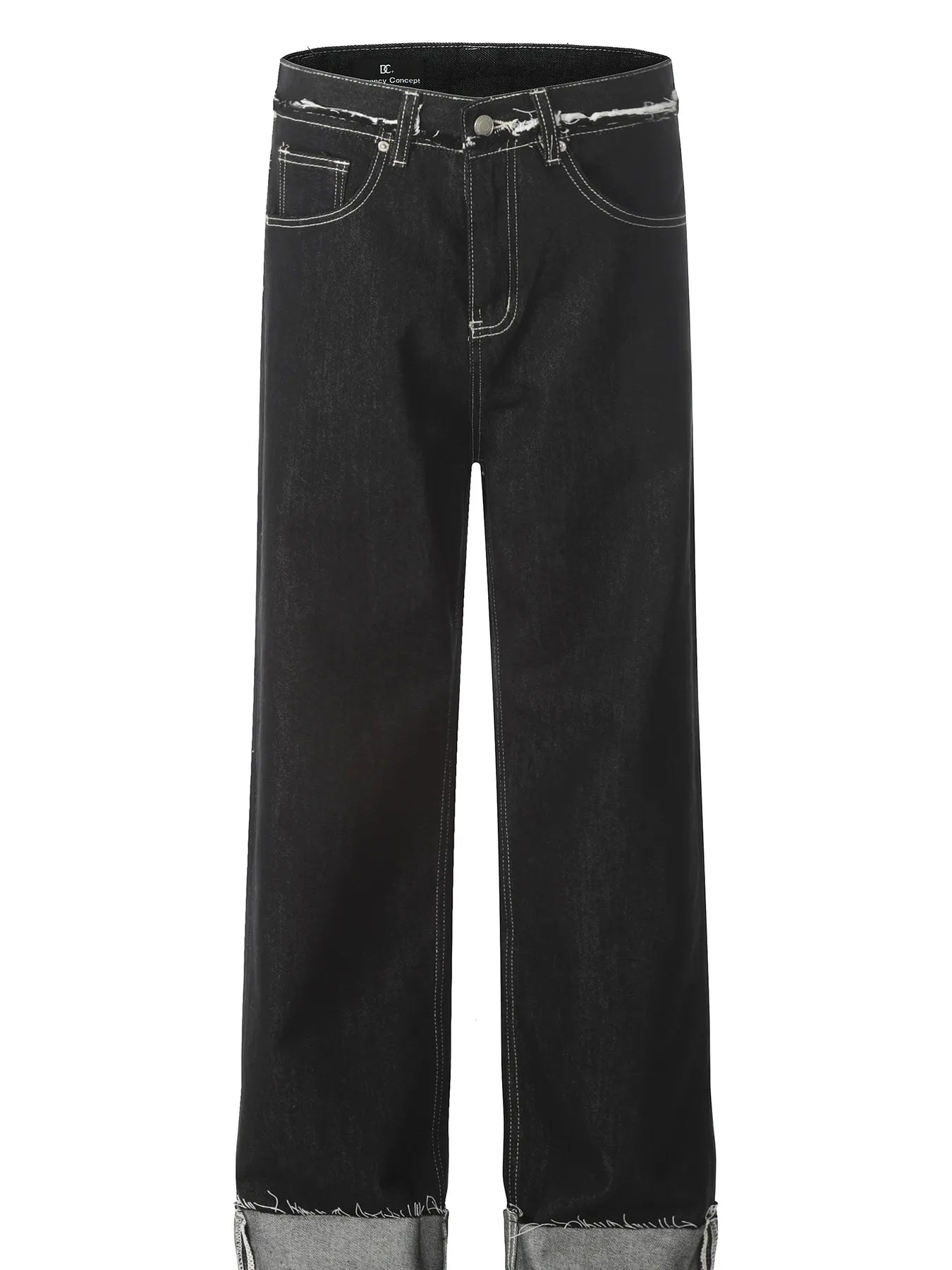 Men's Washed Frayed Hem Cuff Jeans